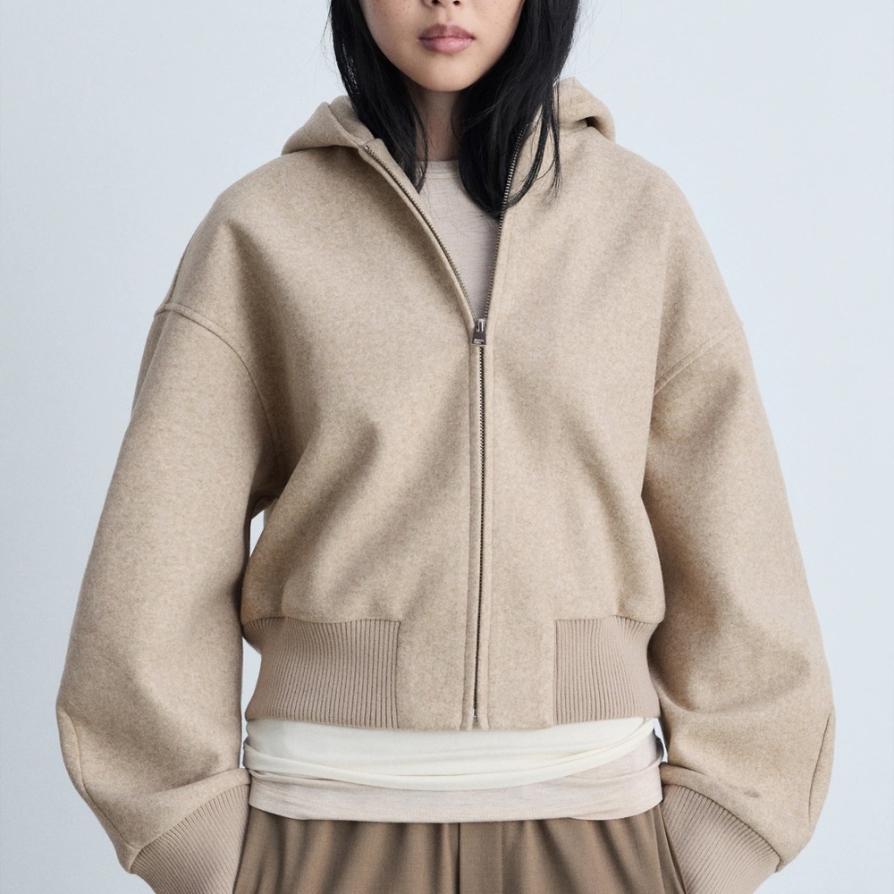 Mango Women's Beige Bomber Jacket